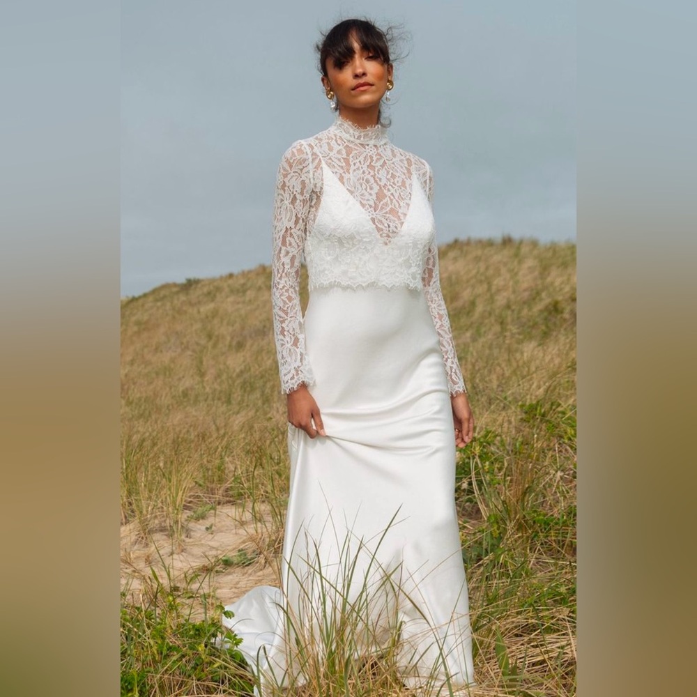 Jenny Yoo Bettina High-Neck Lace Bridal Topper